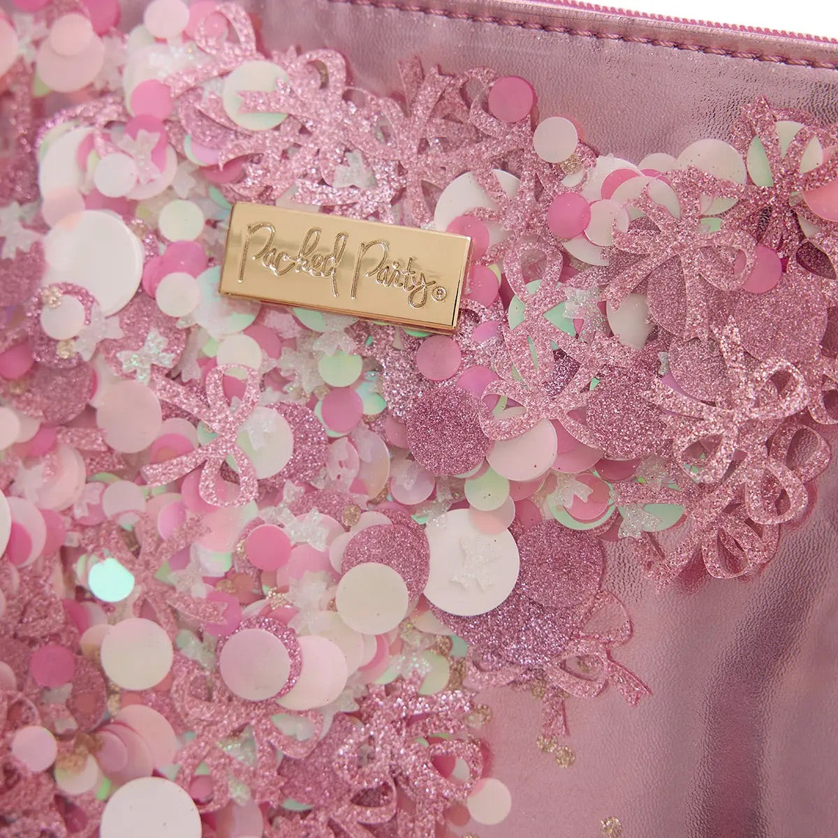 Pink Bow Glitter Pouch