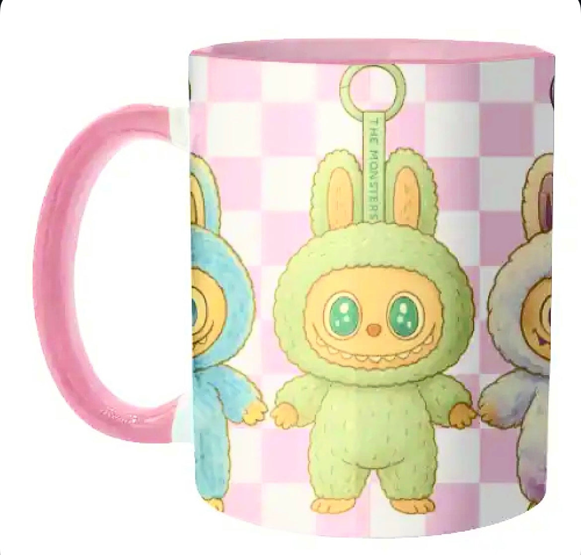Pink Chequered Ceramic 11oz Mug