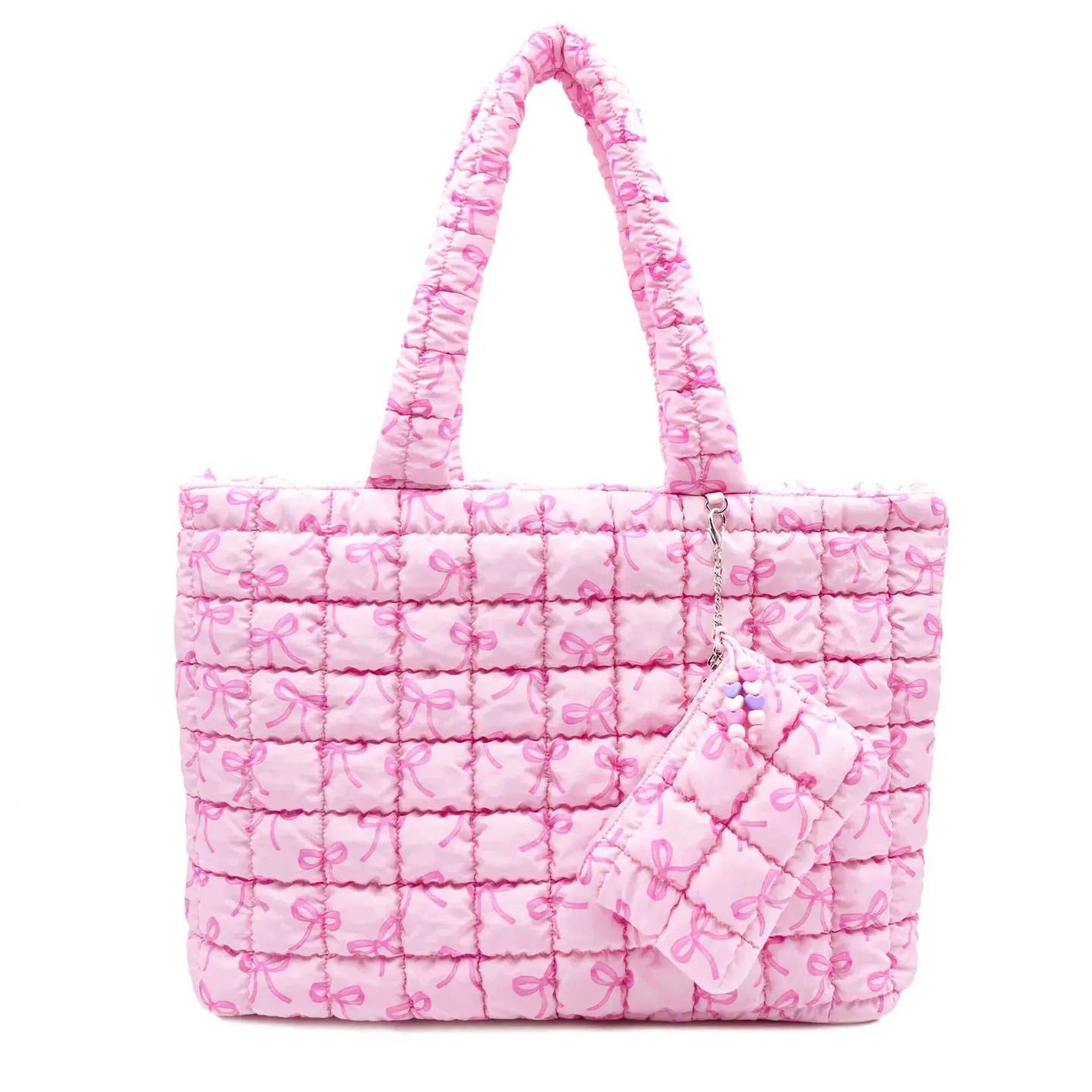 Pink Bow Tote Bag With Matching Purse