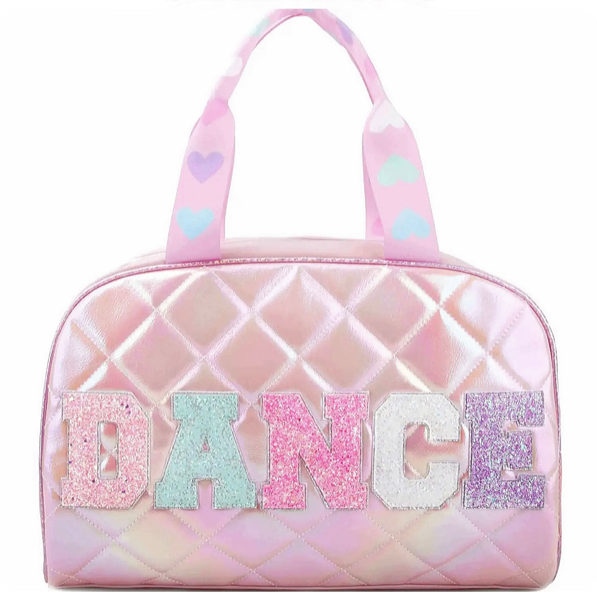 Pink Dance Medium Metallic Bag With Zip Detail
