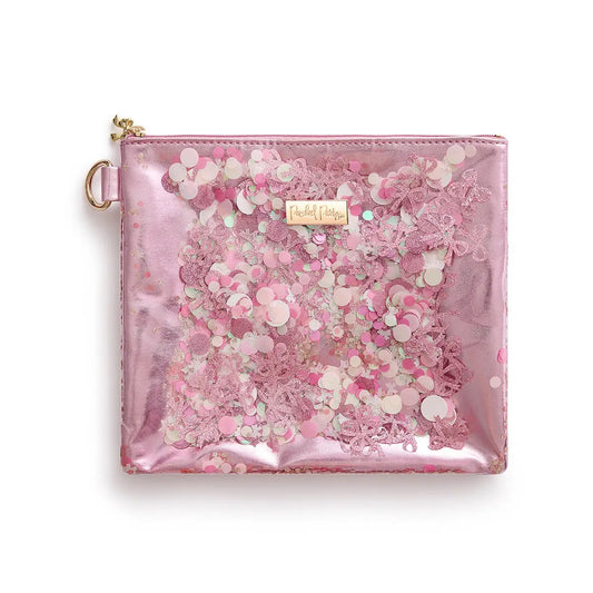 Pink Bow Glitter Pouch