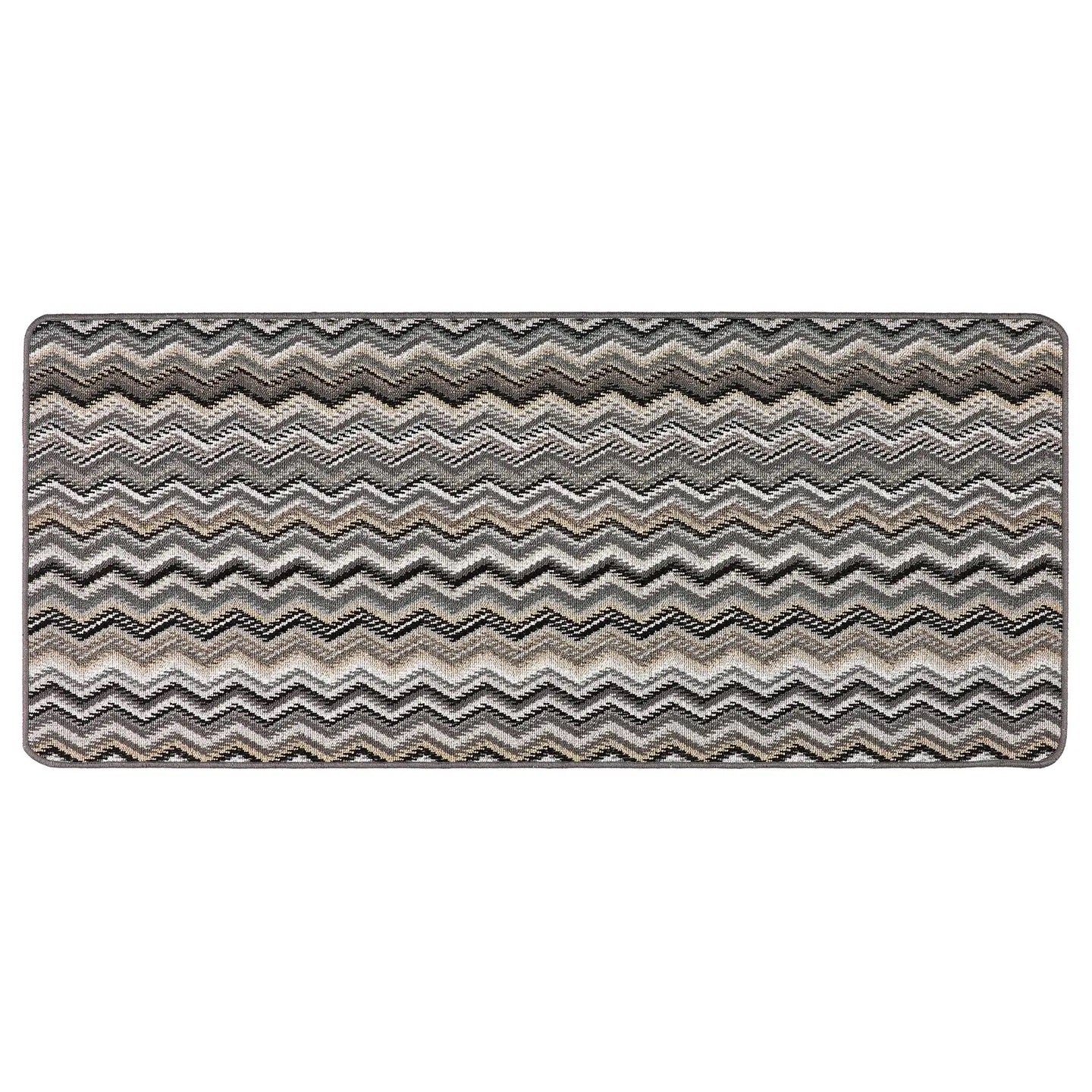 Monochrome Zig Zag Stain Resistant Washable Runner 200x67cm