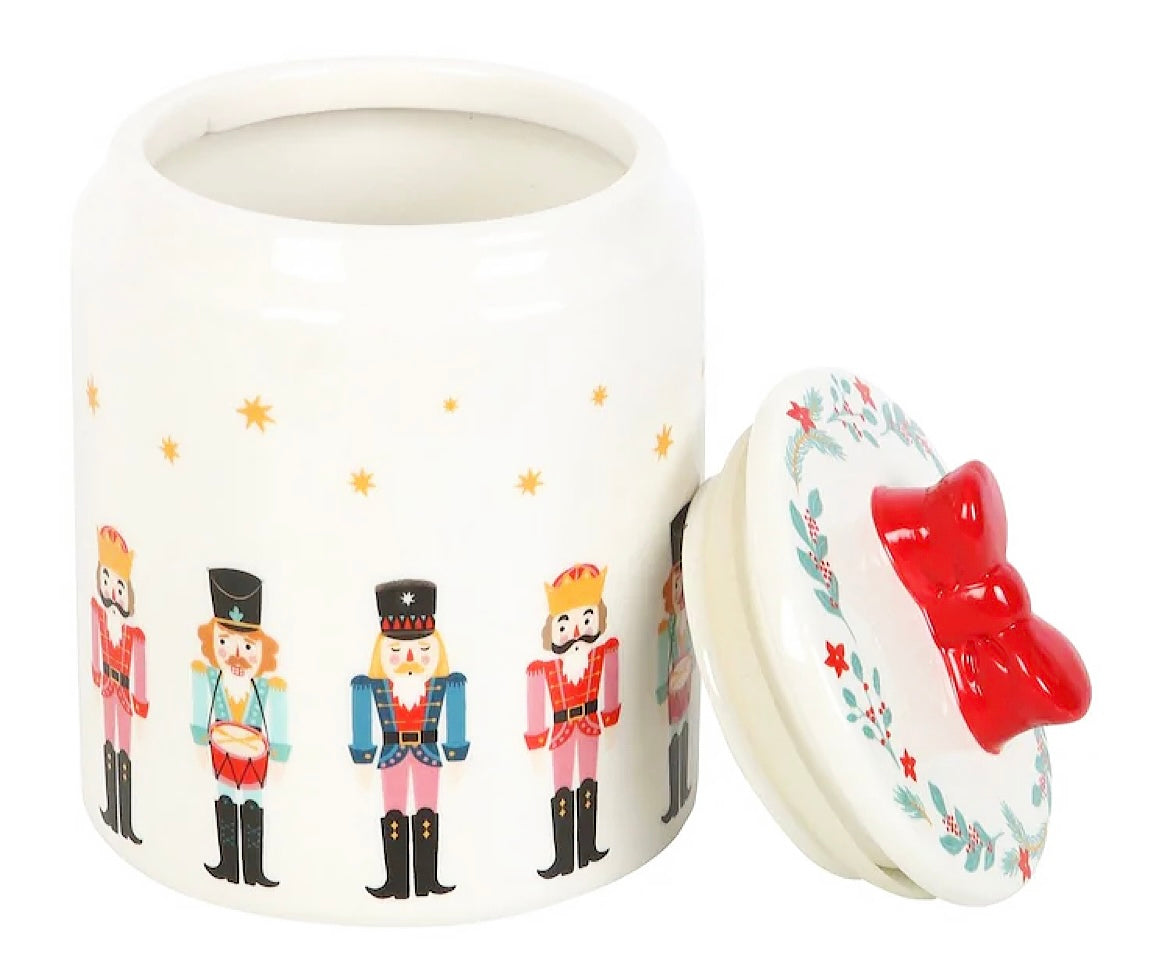 Nutcracker Bow Ceramic Storage Jar