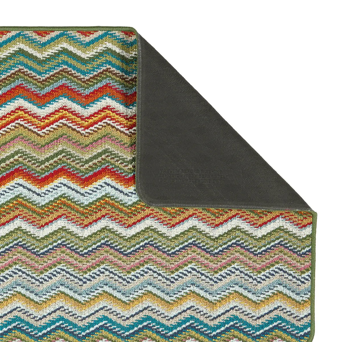 Green Zig Zag Stain Resistant Washable Indoor Runner 200x67cm