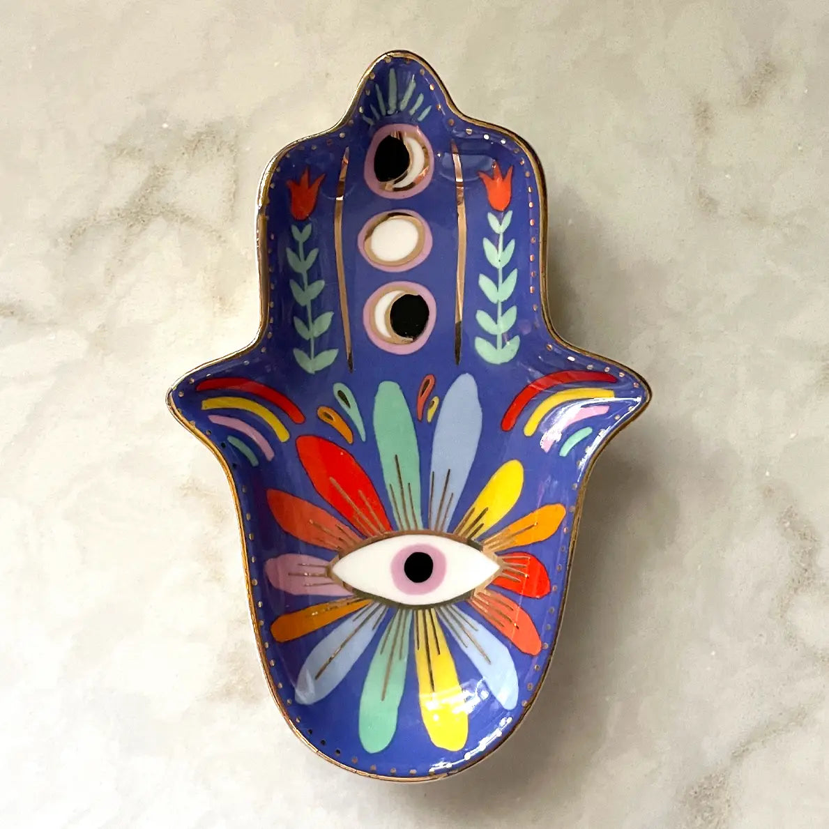Hamsa Porcelain Trinket Dish