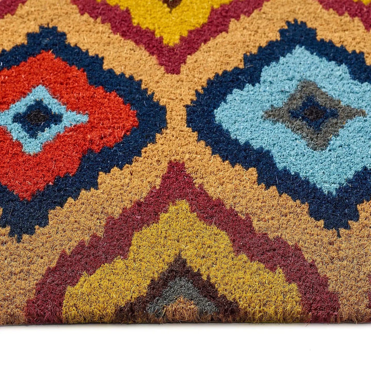 Printed Coir Bright Ikat Doormat 45cm x 75cm