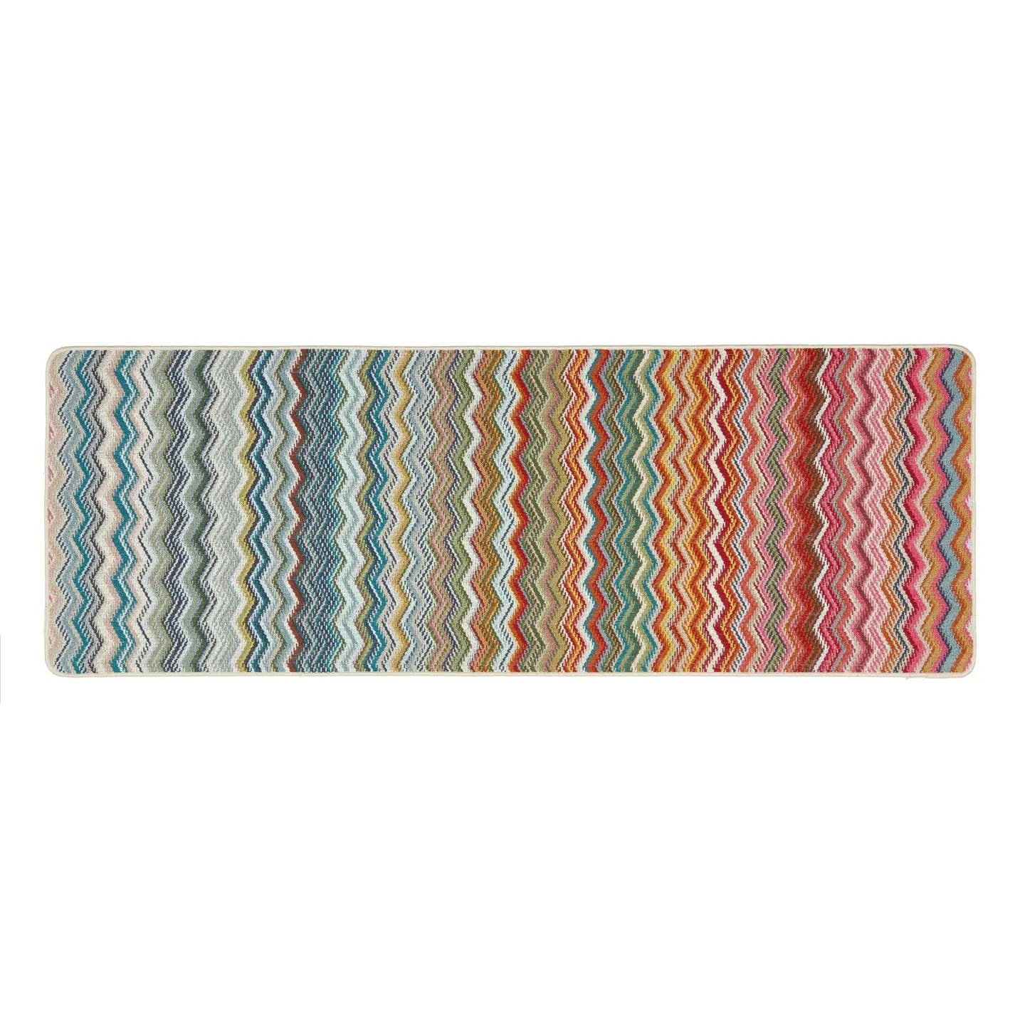 Multicoloured Zig Zag Stain Resistant Washable Runner 200x67cm