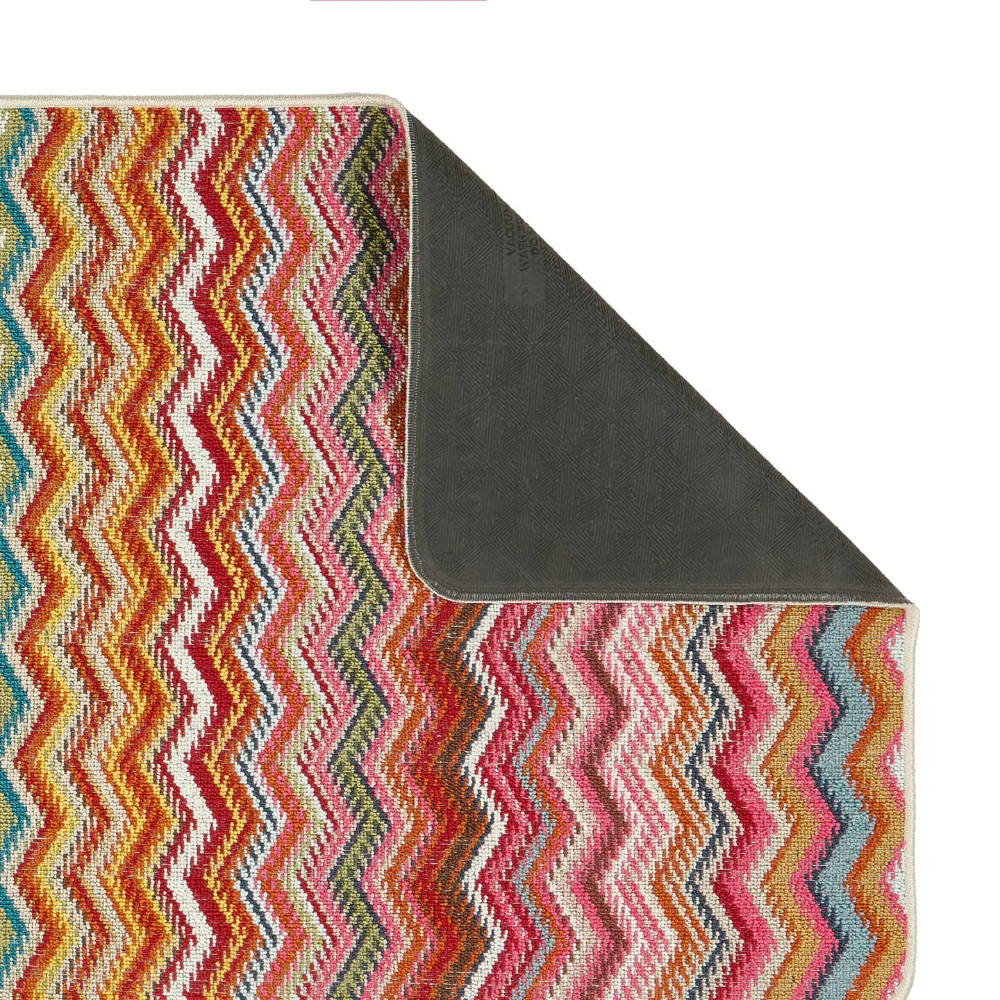 Multicoloured Zig Zag Stain Resistant Washable Runner 200x67cm