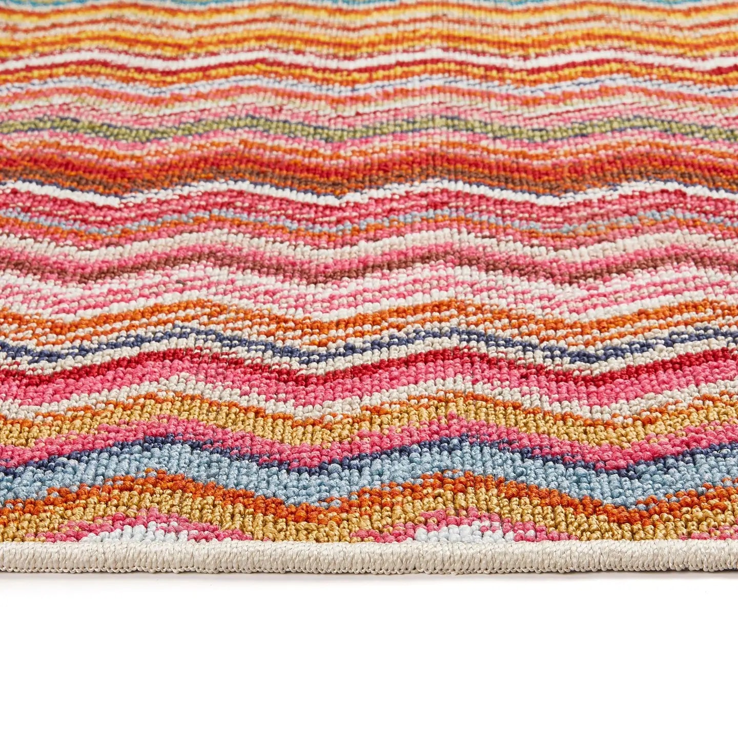 Multicoloured Zig Zag Stain Resistant Washable Runner 200x67cm