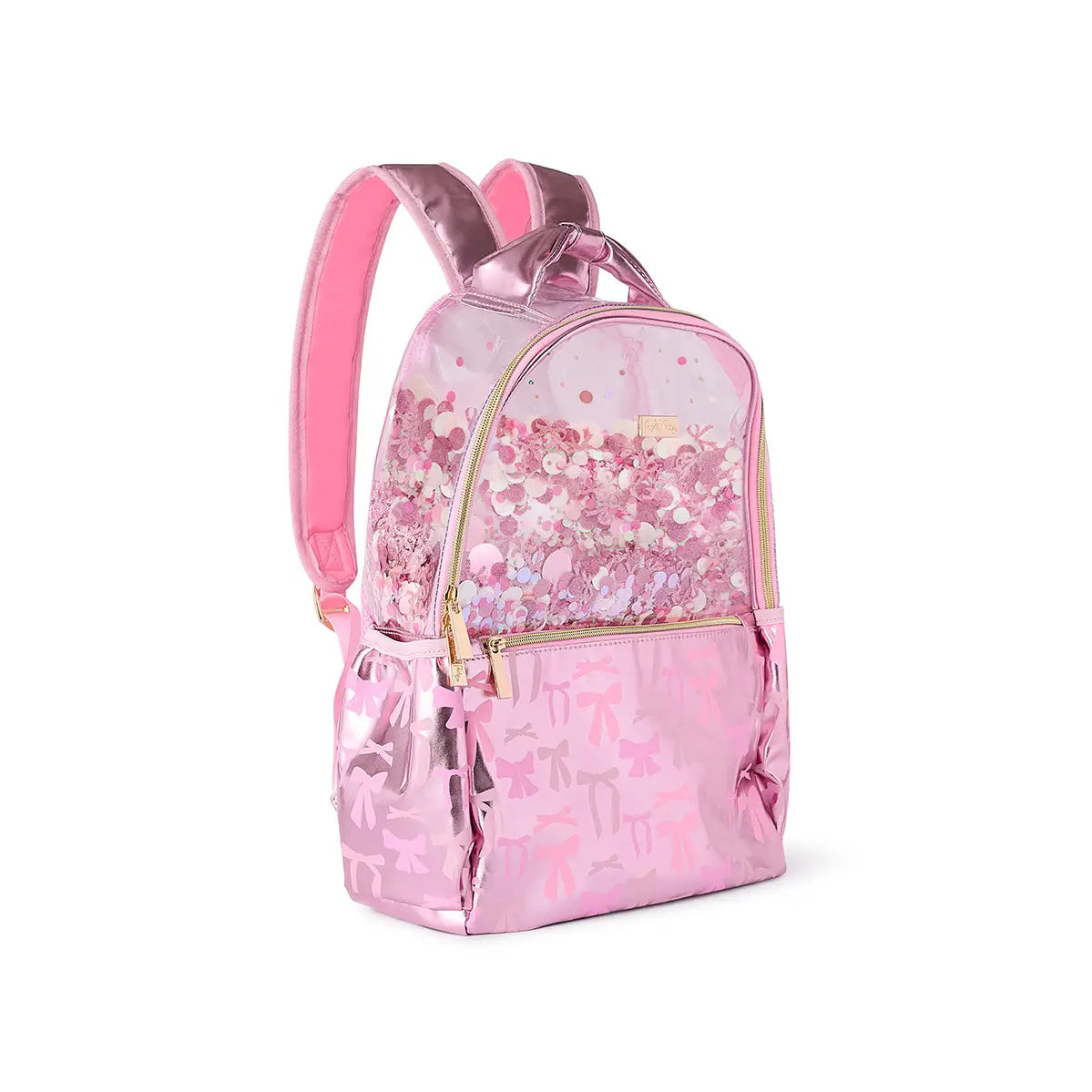 Pink Bow & Glitter Backpack With Adjustable Straps