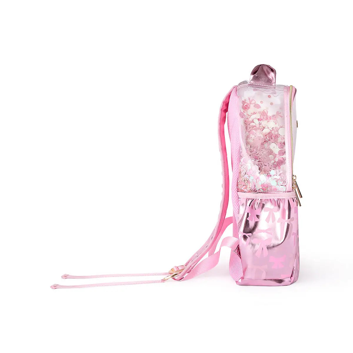 Pink Bow & Glitter Backpack With Adjustable Straps