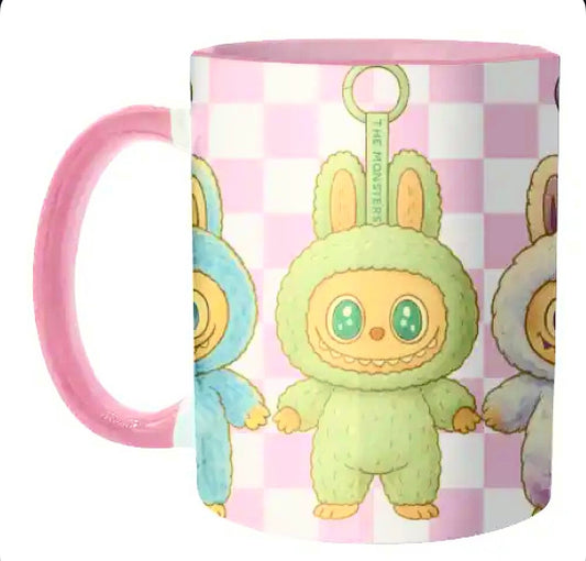 Pink Chequered Ceramic 11oz Mug