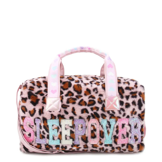 Leopard Print Large Sleepover Weekend Bag With Adjustable Strap & Zip Detail