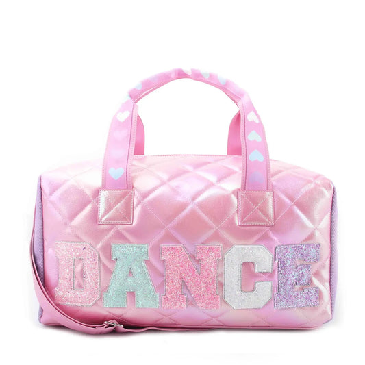 Pink Dance Metallic Large Bag With Adjustable Strap & Zip Detail