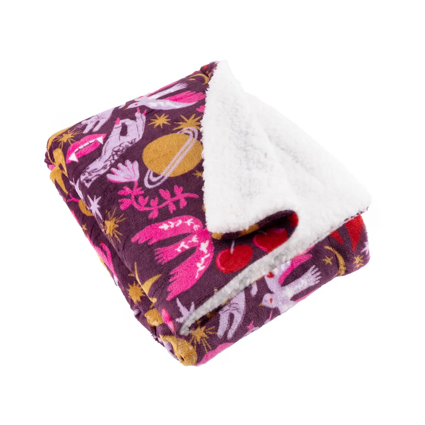 Enchanted Printed Sherpa Fleece Throw Pink 130cm x 180cm