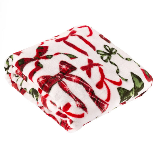 Bow Printed Fleece Throw/Blanket