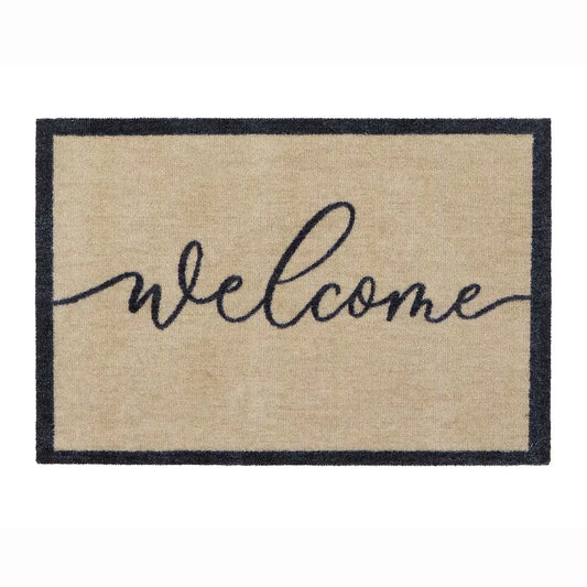 Neutral Welcome Nylon Indoor Machine Washable Mat