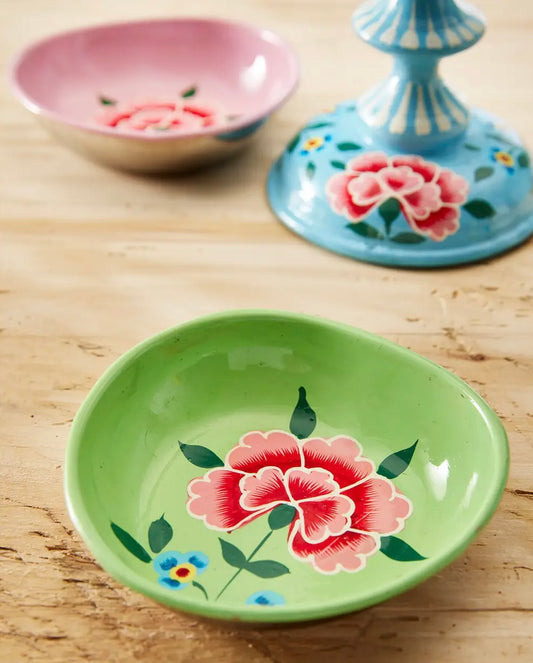 Mint Green Chrysanthemum Hand Painted Trinket Dish