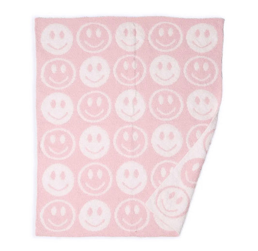 Pink Smile Patterned Reversible Premium Throw Blanket