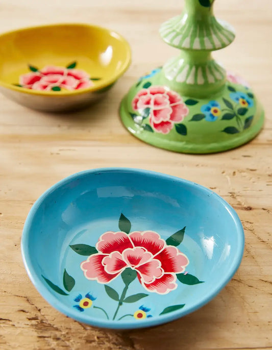 Blue Chrysanthemum Hand Painted Trinket Dish