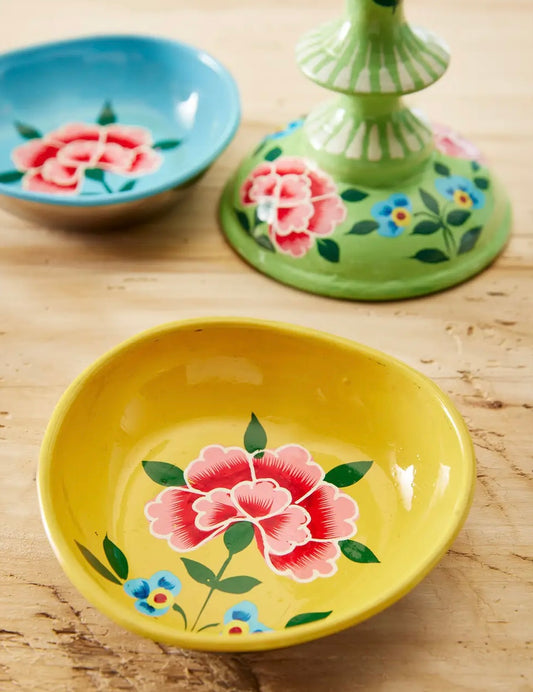 Yellow Chrysanthemum Hand Painted Trinket Dish
