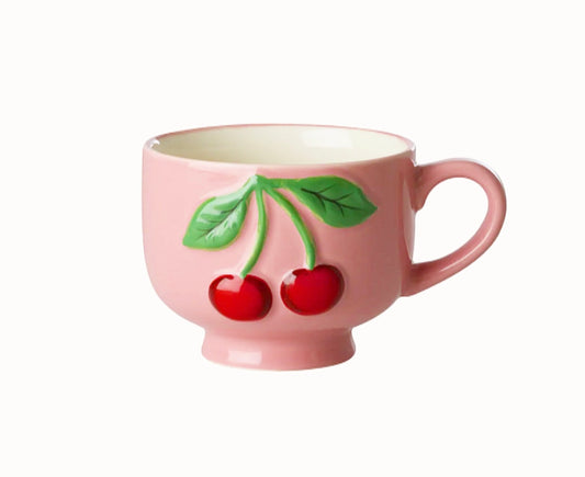 Pink Ceramic Cherry Mug