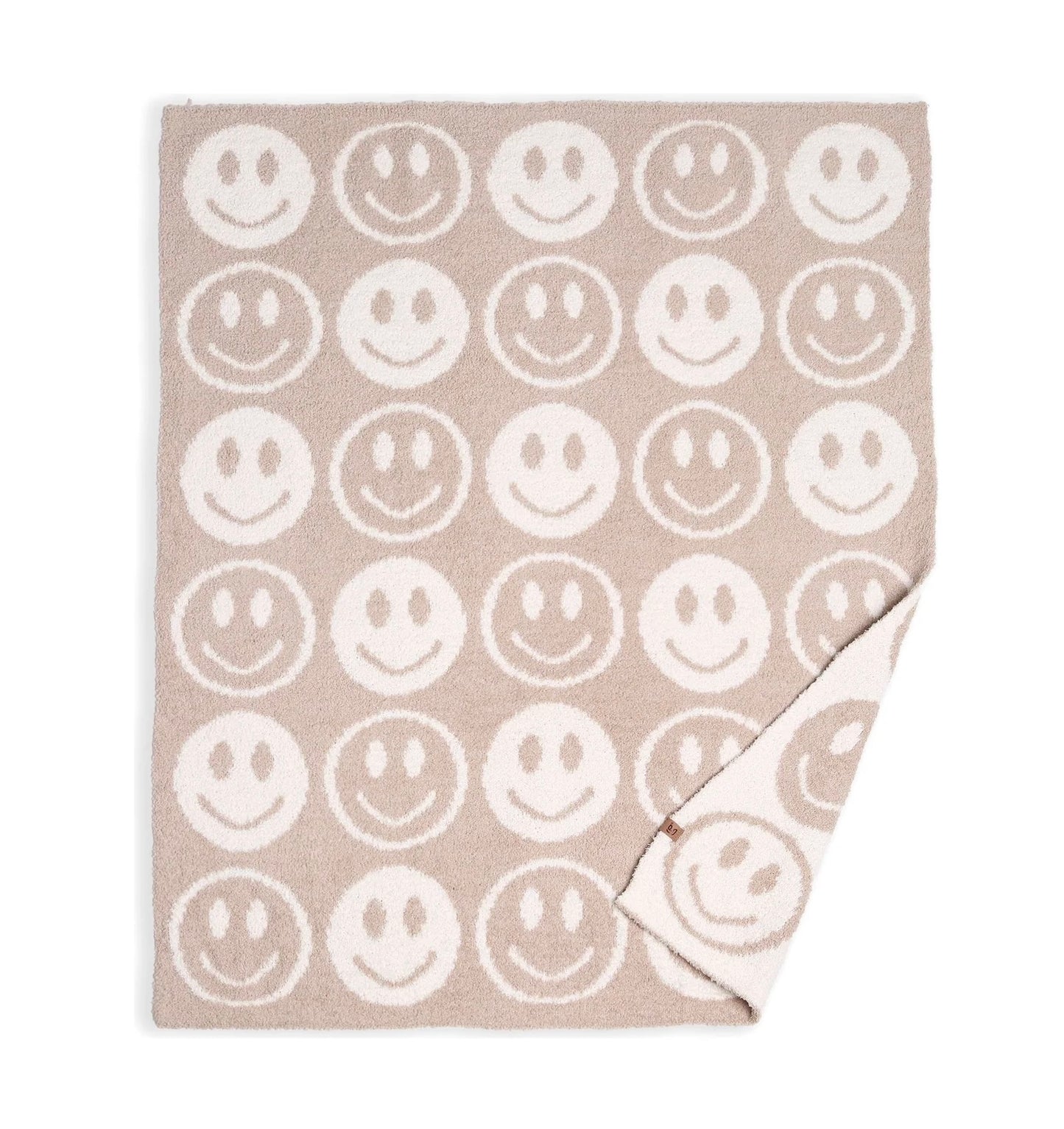 Neutral Smile Patterned Reversible Premium Throw Blanket