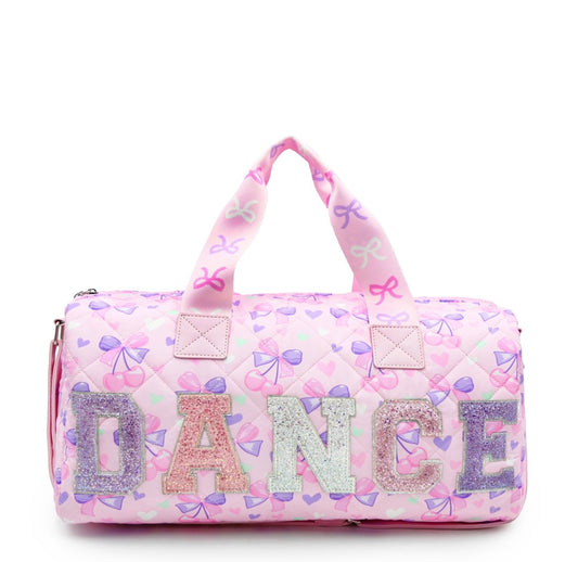DANCE Cherry Bow Printed Quilted Large Duffle Bag