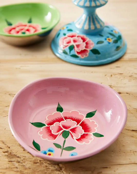 Pink Chrysanthemum Hand Painted Trinket Dish