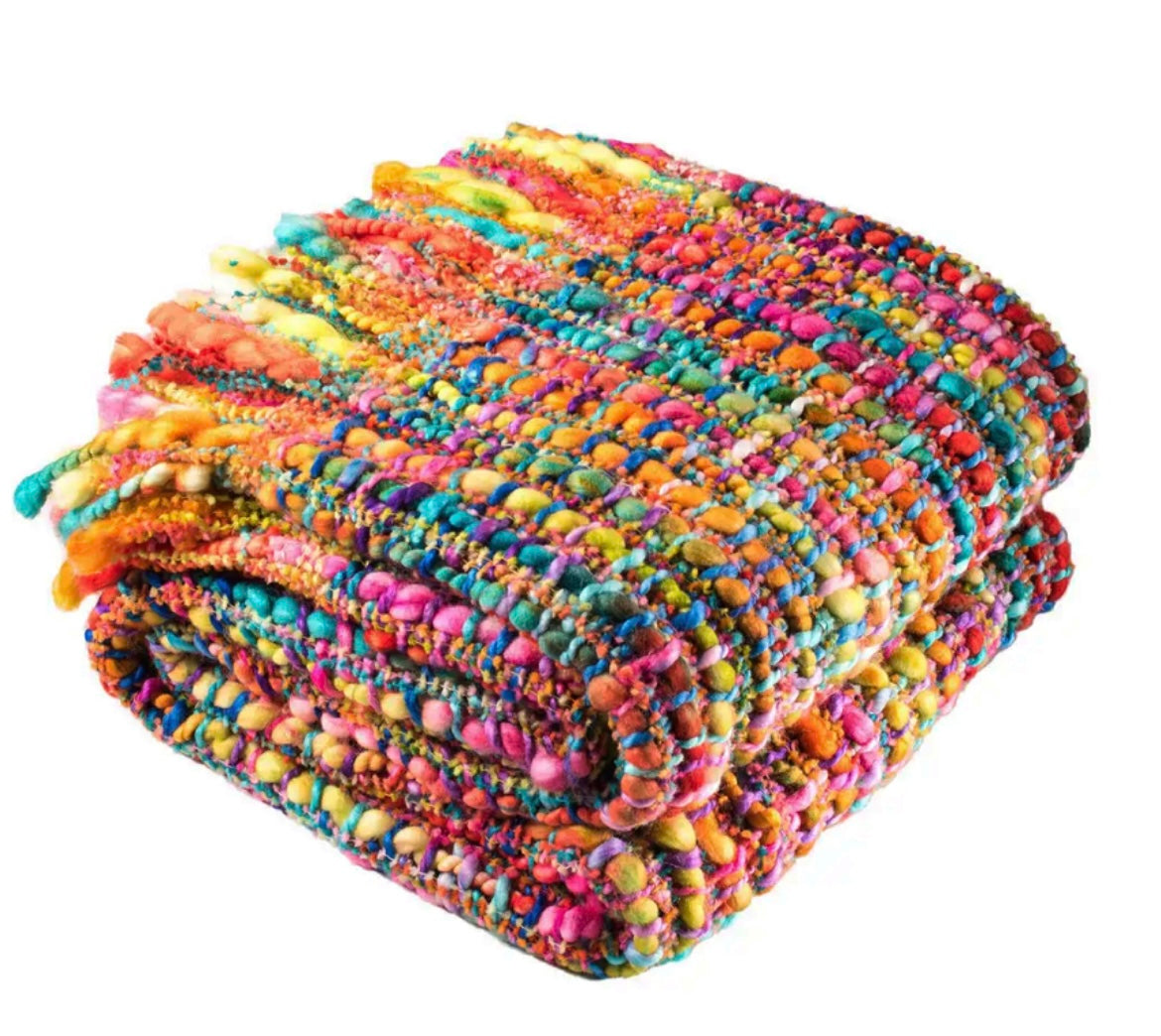 Multicoloured Soft Woven Throw