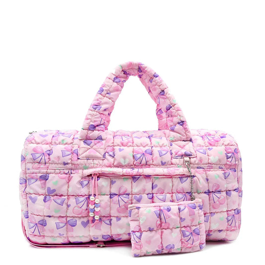 Pink Bow & Cherry Large Travel Bag With Purse