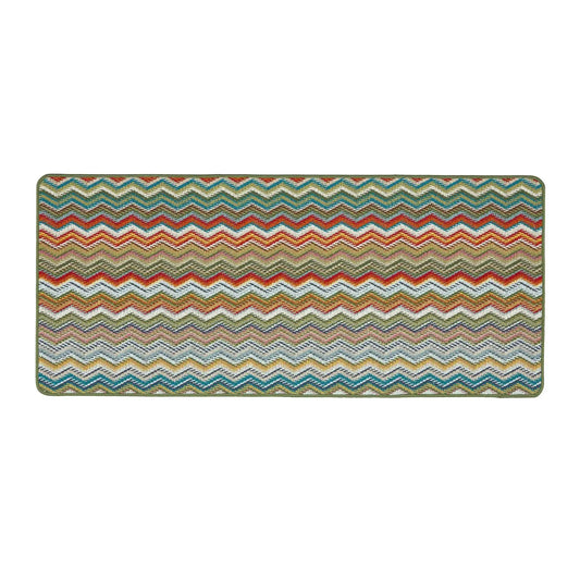 Green Zig Zag Stain Resistant Washable Indoor Runner 200x67cm