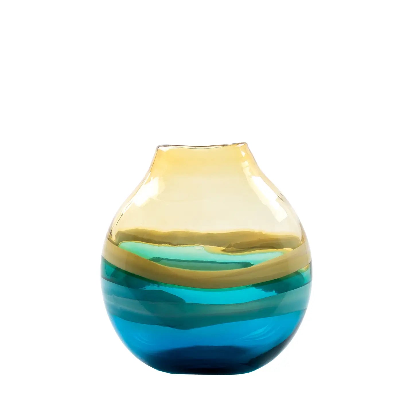 Aqua Hand Blown Glass Vase