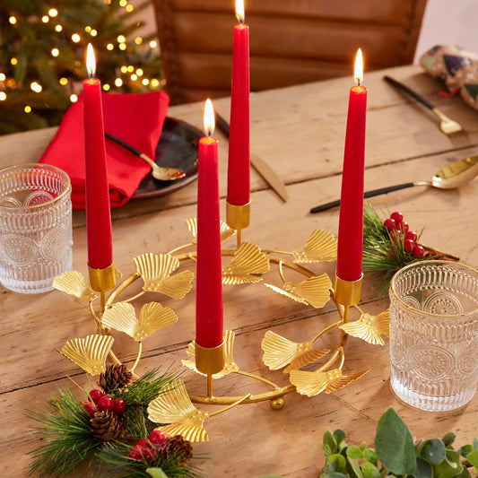 Gold Ginko Leaf Candelabra 4 Holder