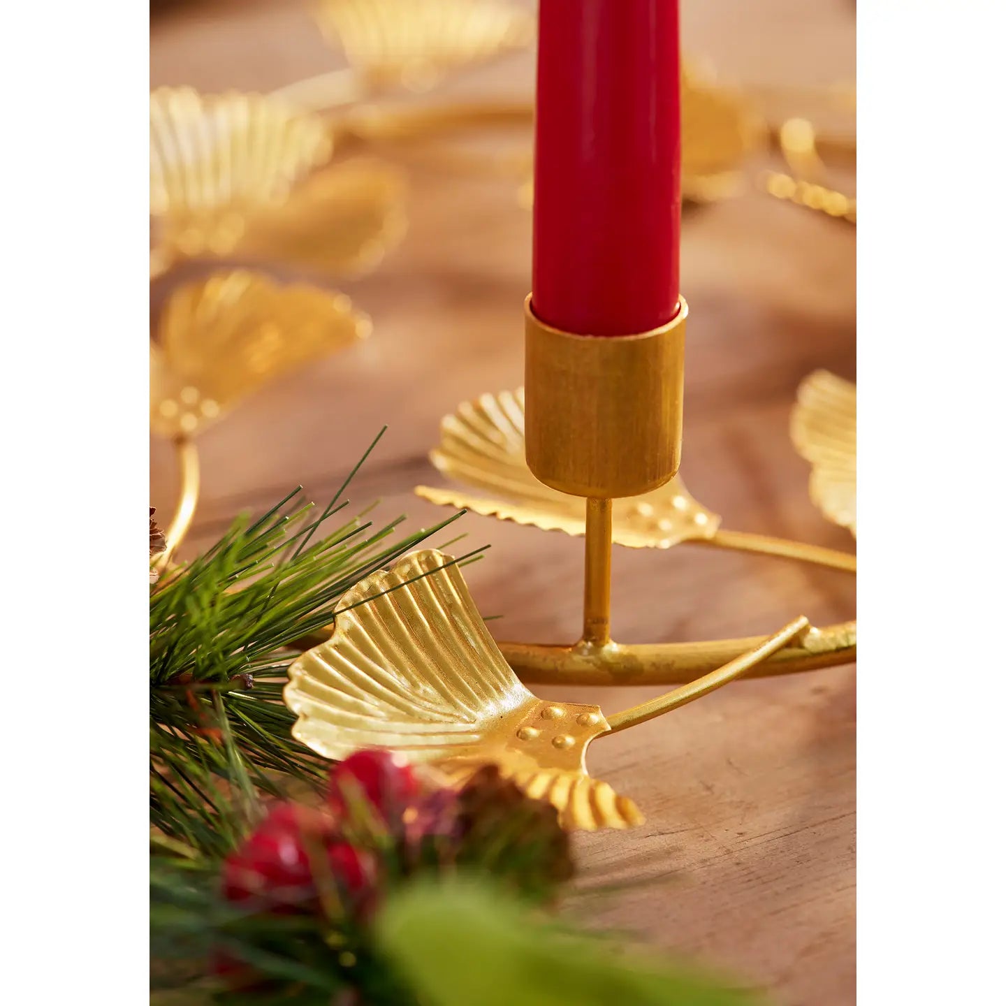 Gold Ginko Leaf Candelabra 4 Holder