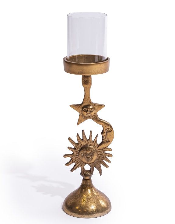 Antique Gold Celestial Candle Holder