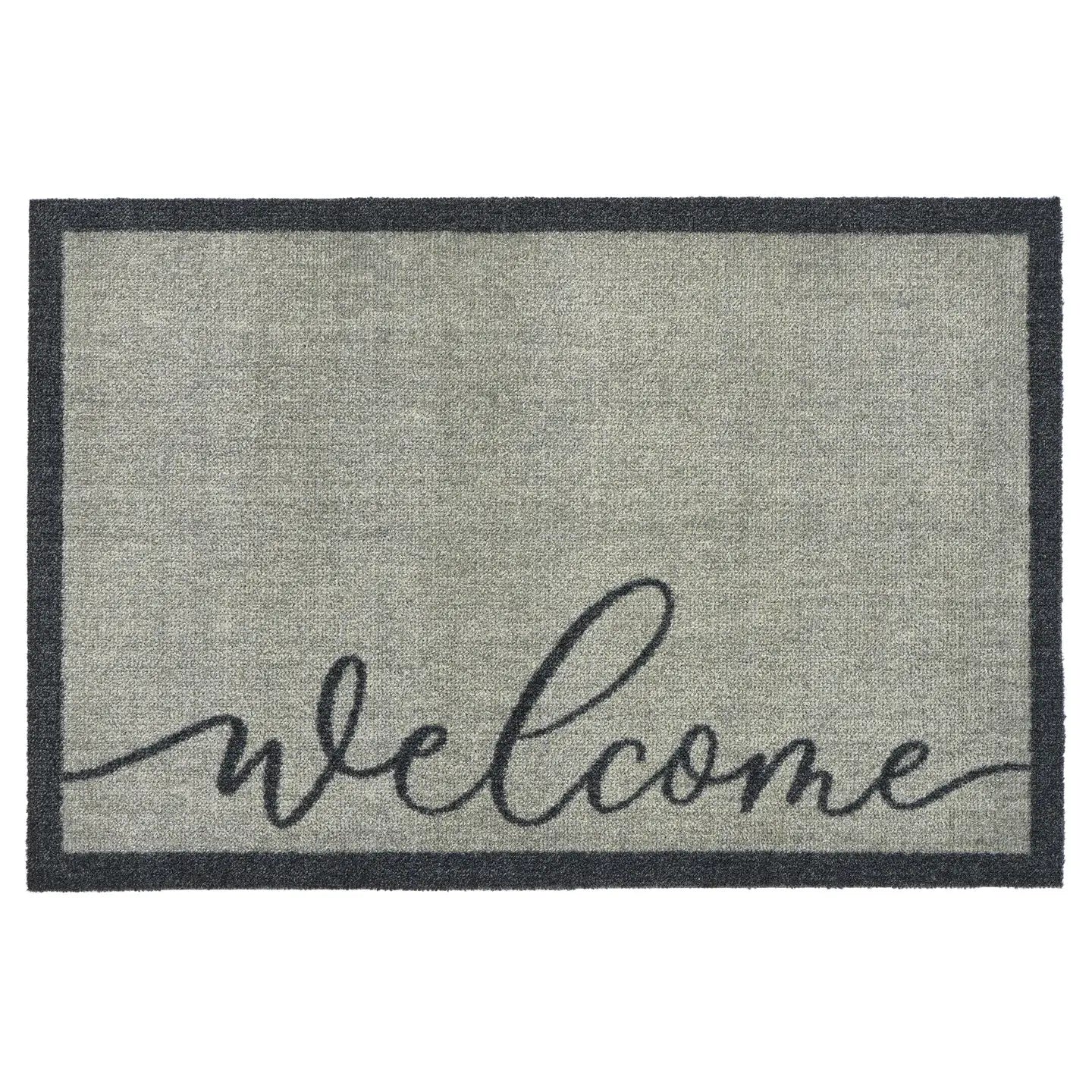 Welcome Washable Mat Grey