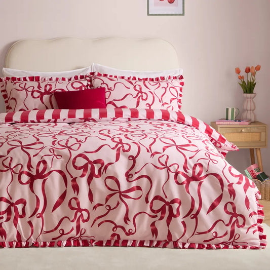 Pink & Red Reversible Bow Bedding
