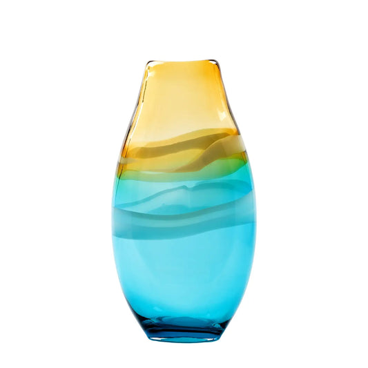 Hand-Blown Tall Vase Aqua