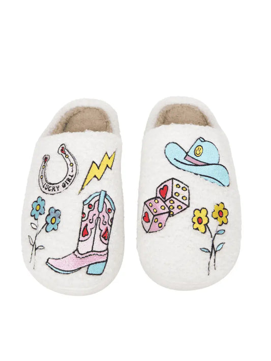Lucky Cowgirl Icons Teen/Women Cozy Slippers