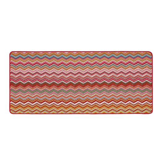 Red & Pinks Zig Zag Stain Resistant Washable Indoor Runner 67cm x 150cm