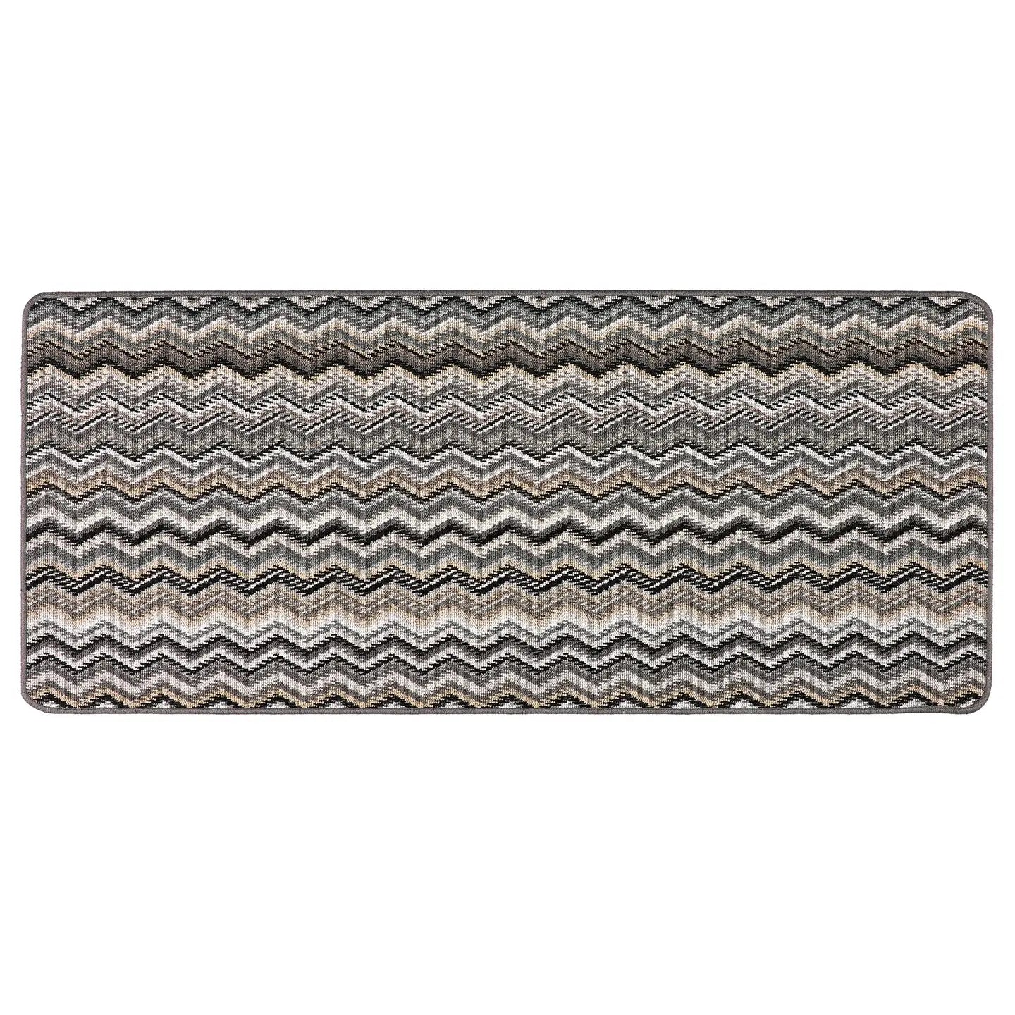 Monochrome Zig Zag Stain Resistant Washable Indoor Mat 50cm x 75cm