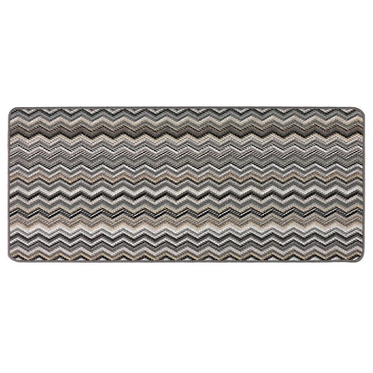 Monochrome Zig Zag Stain Resistant Washable Indoor Mat 50cm x 75cm