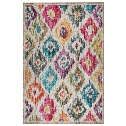 Colurful Printed Ikat Washable Rug